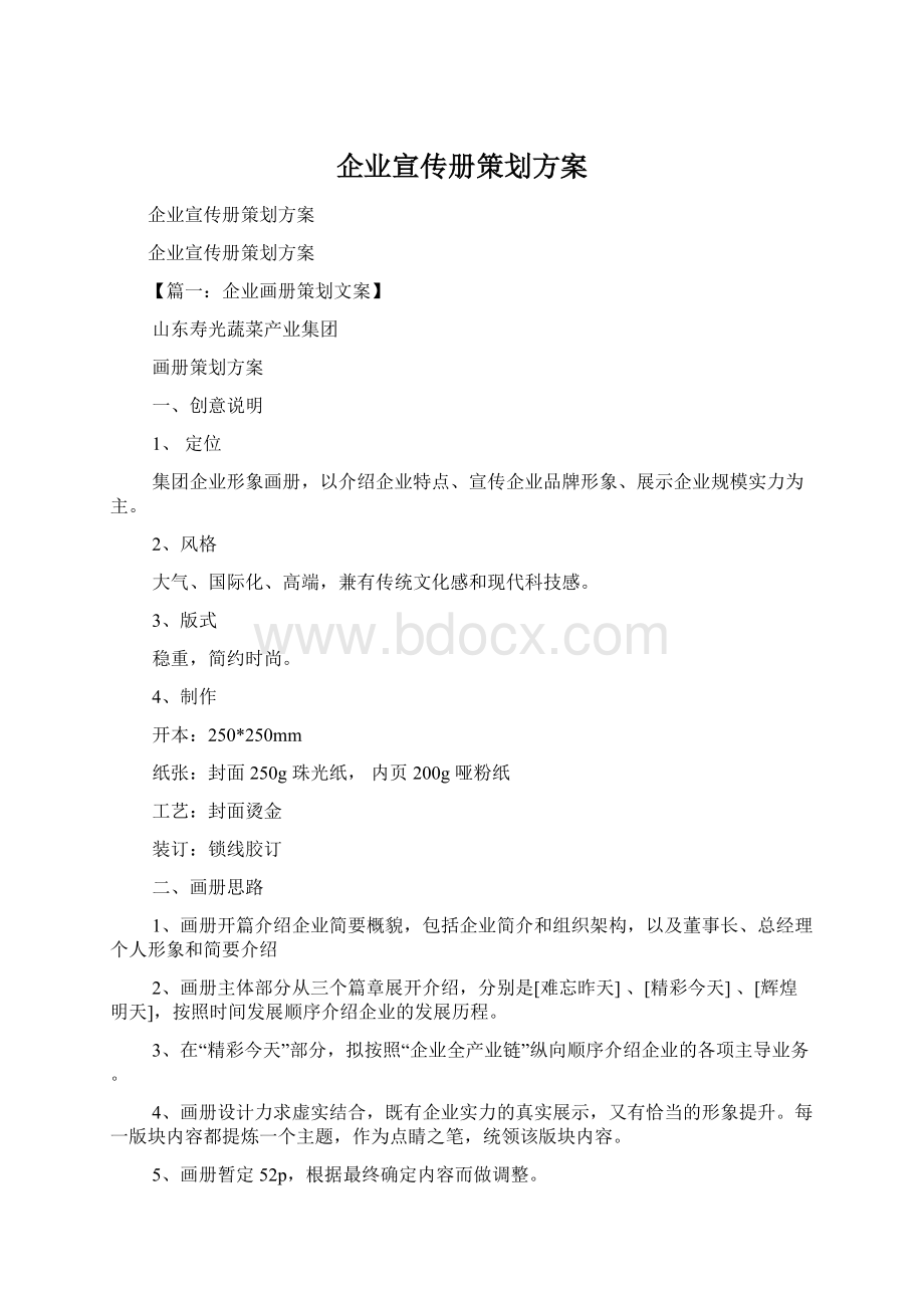 企业宣传册策划方案.docx