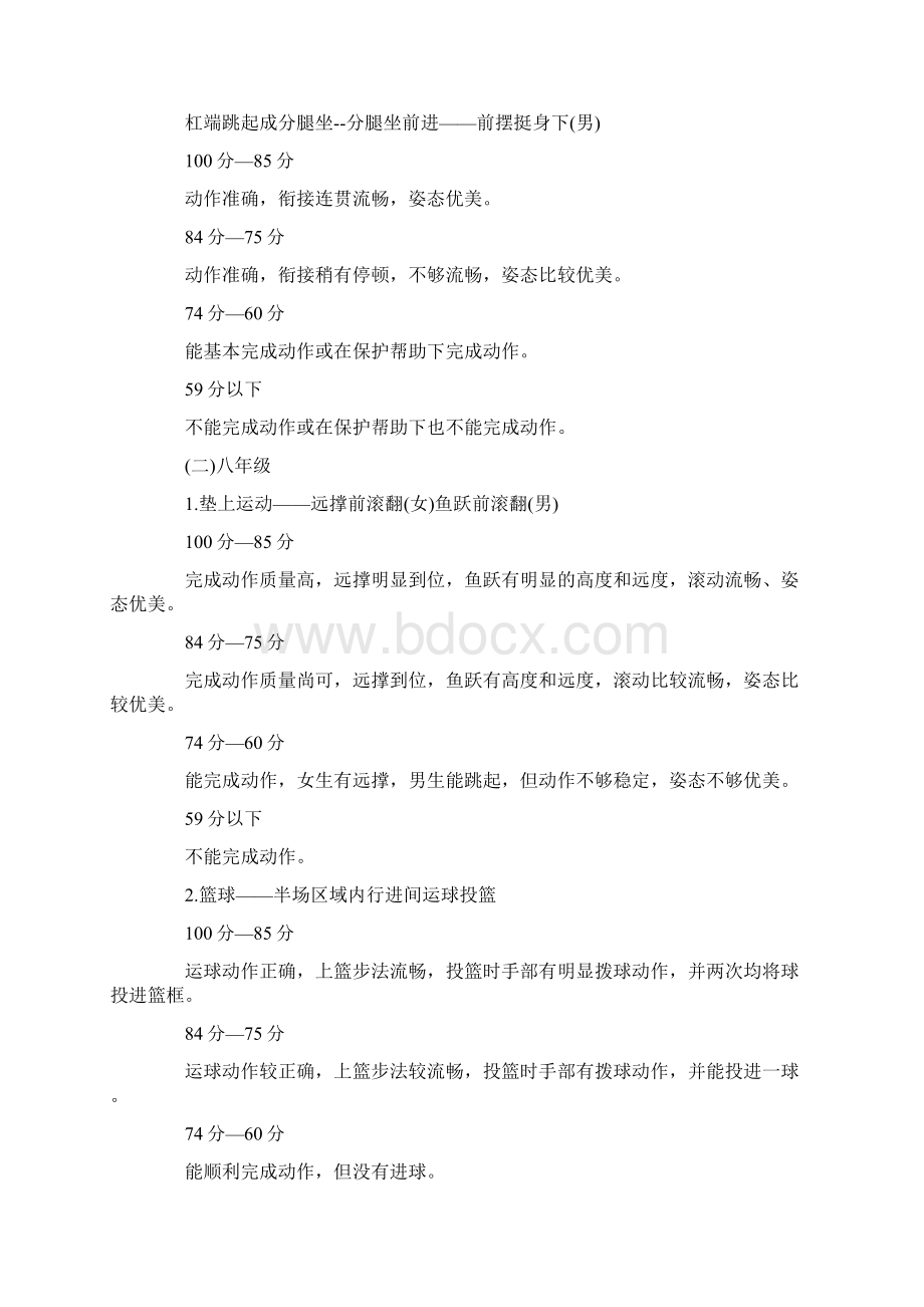 上海中考体育日常考核项目成绩评价标准Word格式.docx_第2页