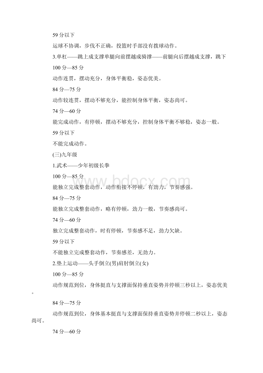 上海中考体育日常考核项目成绩评价标准Word格式.docx_第3页