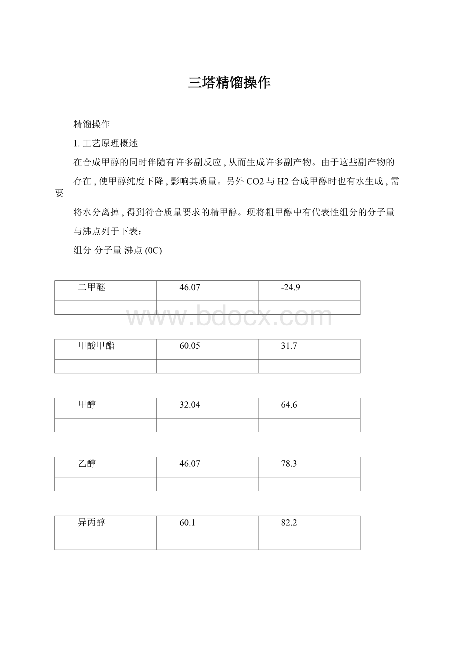 三塔精馏操作Word格式.docx