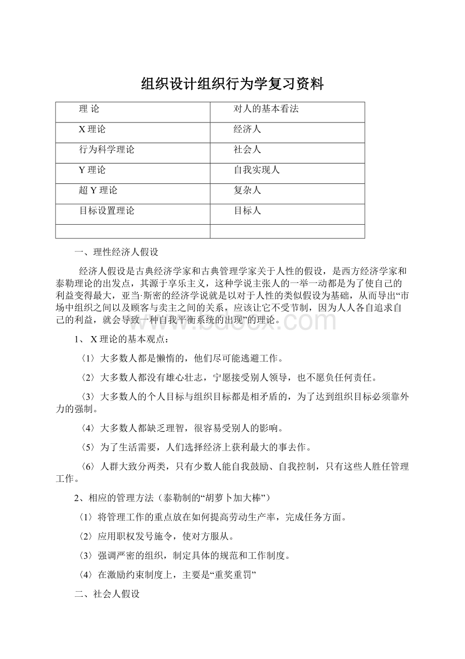 组织设计组织行为学复习资料.docx_第1页