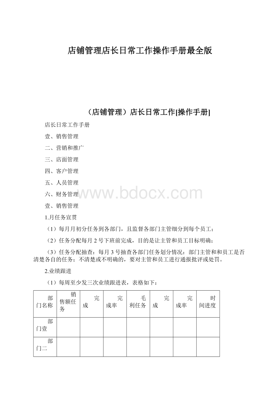 店铺管理店长日常工作操作手册最全版.docx_第1页