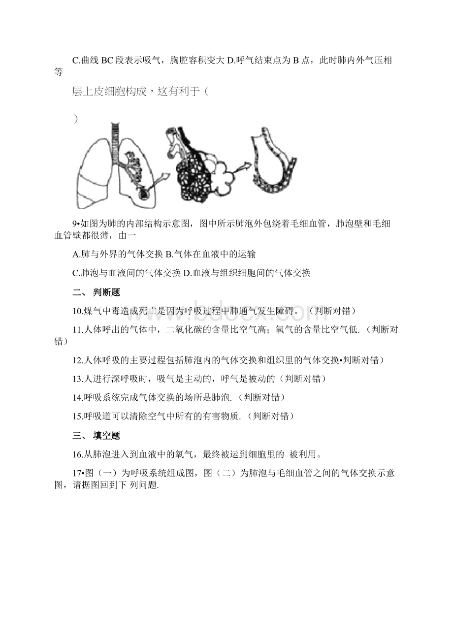 七年级生物下册第三章人体的呼吸测试题.docx_第3页