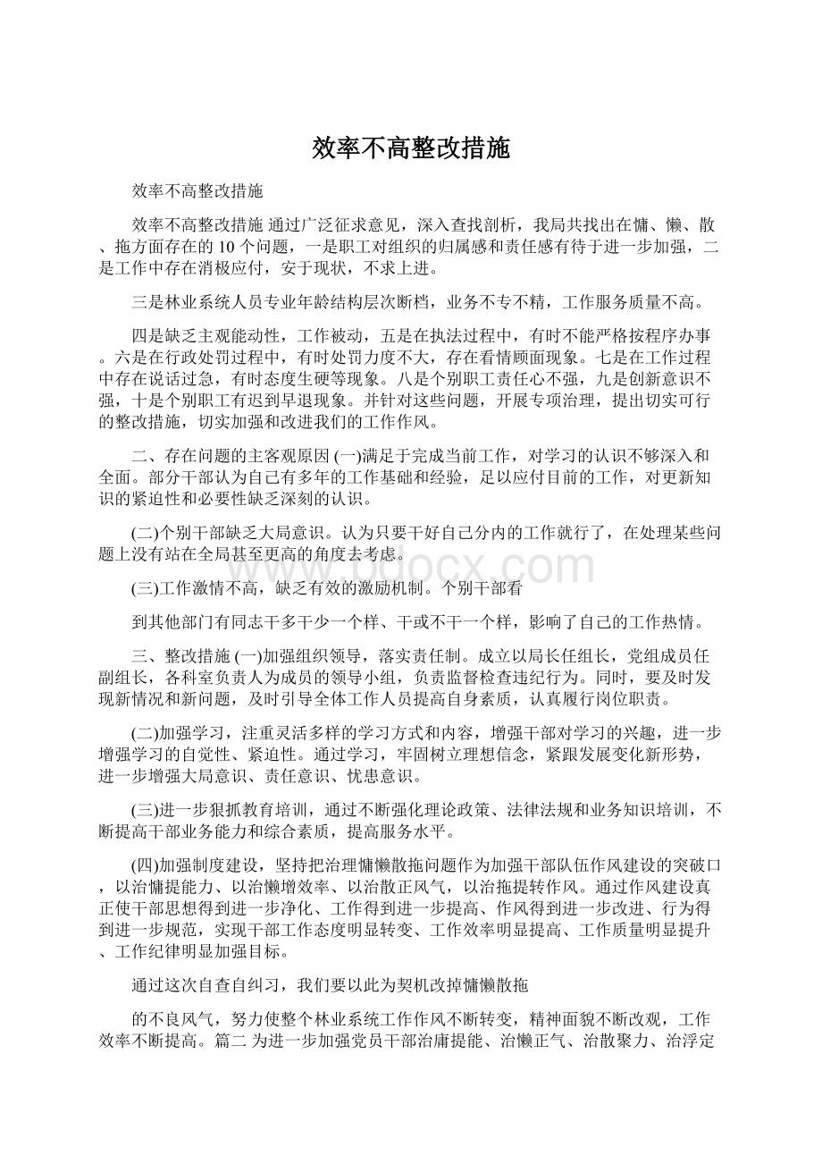 效率不高整改措施.docx_第1页