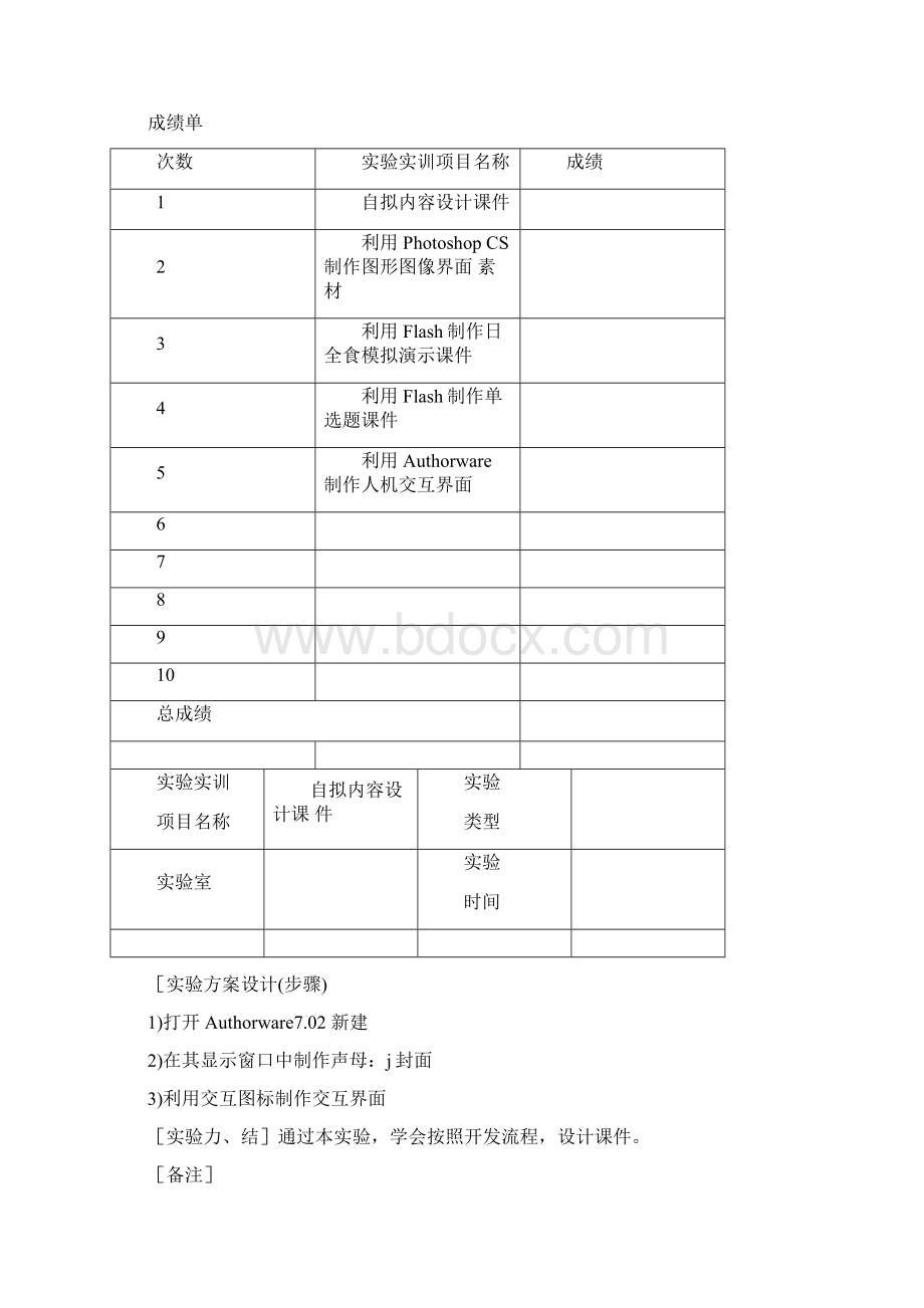 多媒体课件实验实训报告册doc.docx_第2页