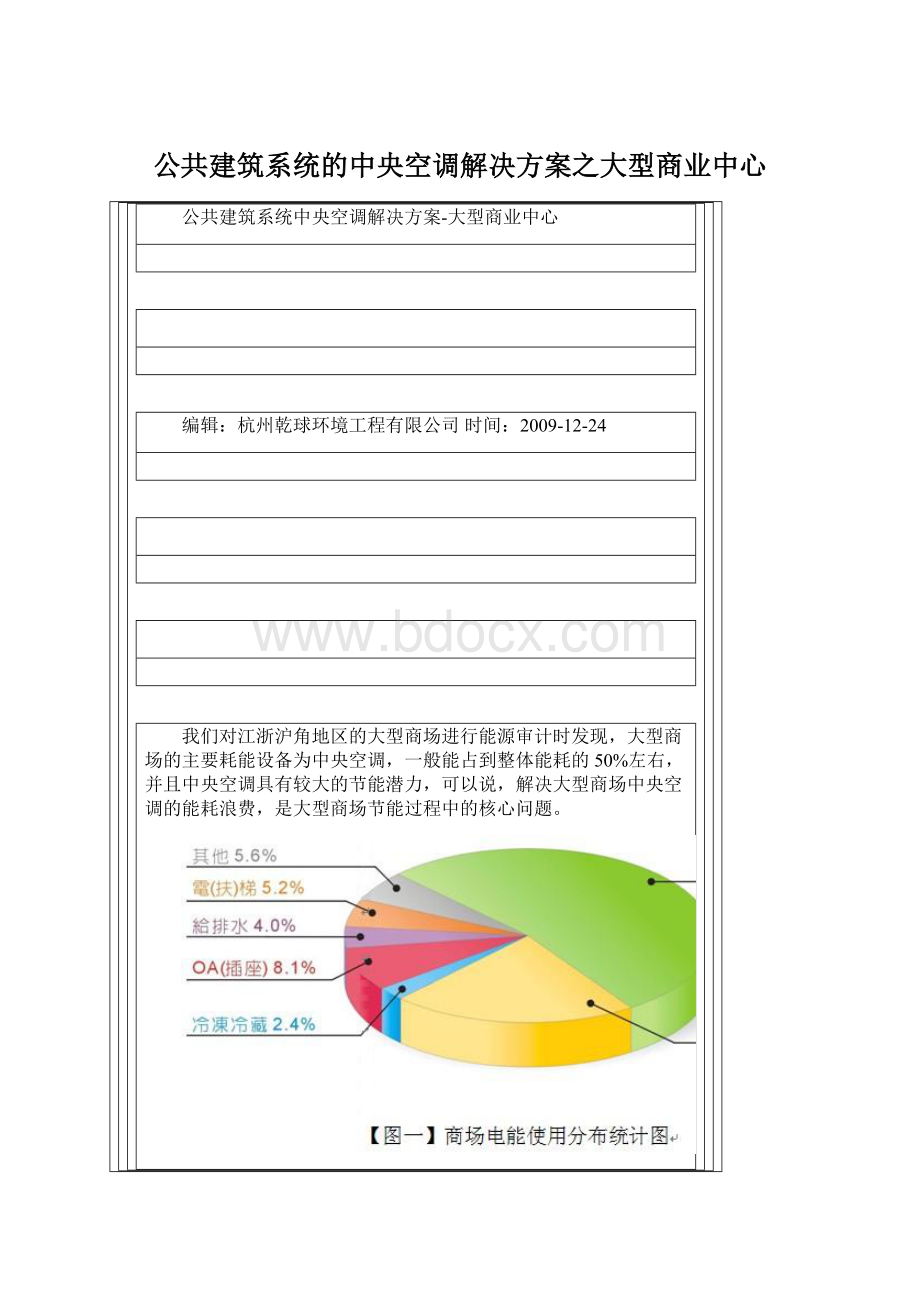 公共建筑系统的中央空调解决方案之大型商业中心文档格式.docx