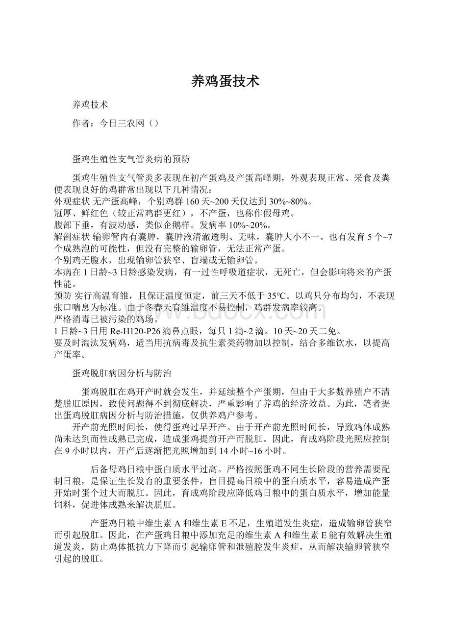 养鸡蛋技术文档格式.docx