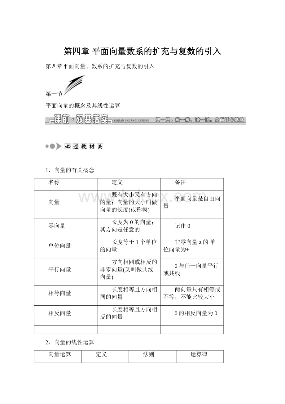 第四章平面向量数系的扩充与复数的引入.docx