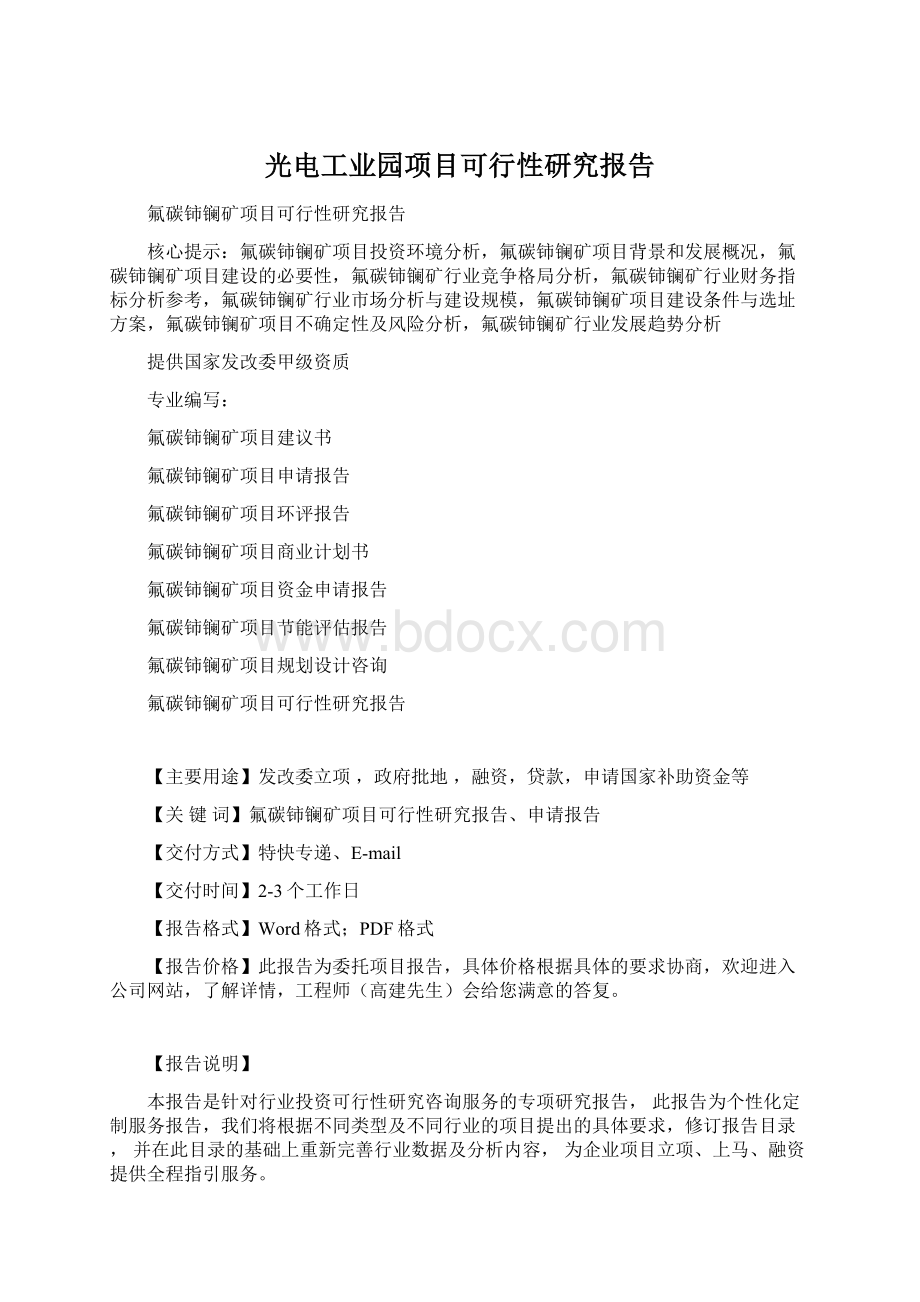 光电工业园项目可行性研究报告Word文档格式.docx_第1页