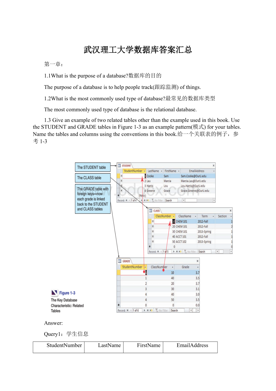 武汉理工大学数据库答案汇总.docx_第1页