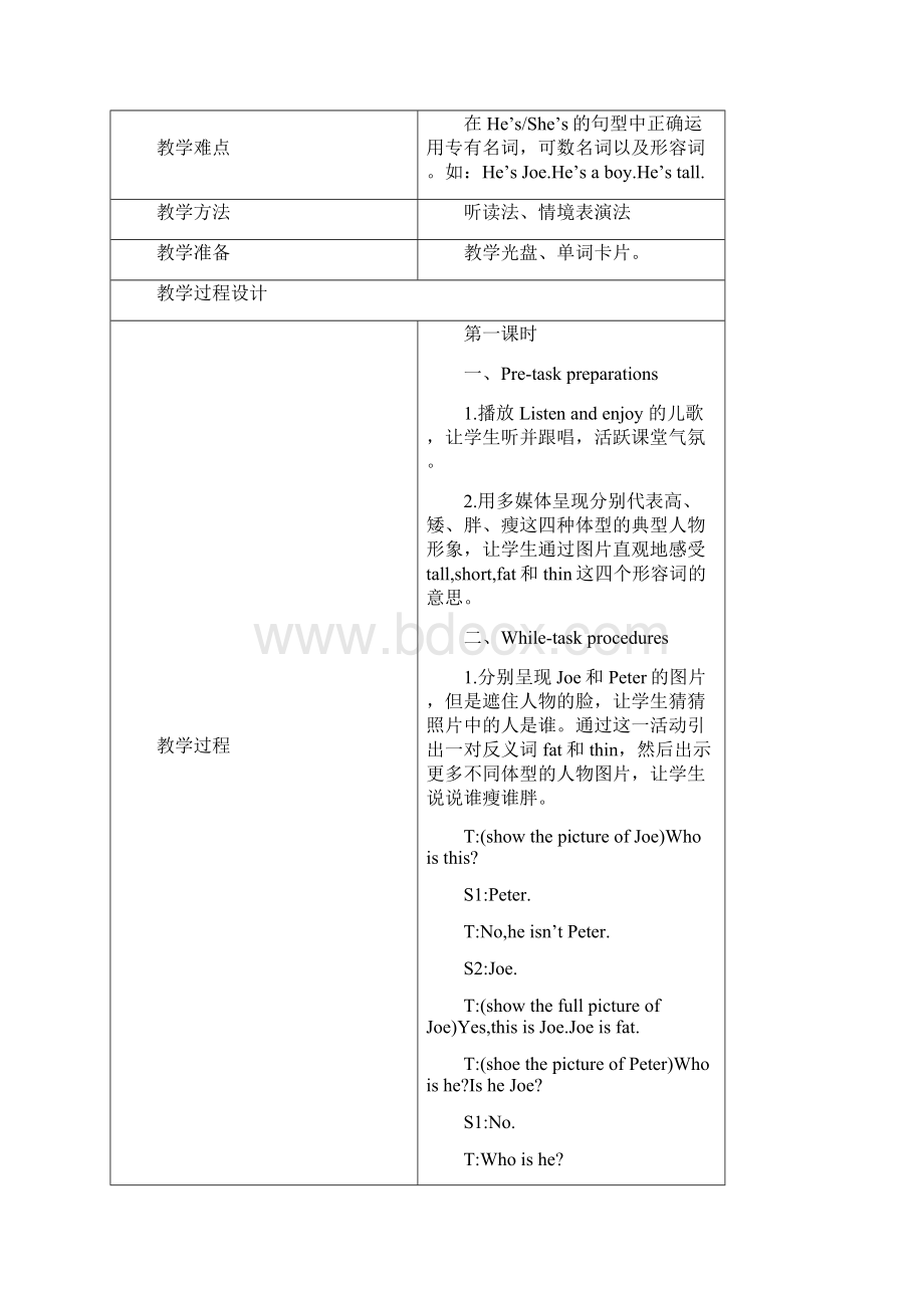 上海教育版英语三年级上册Unit 4《My friend》教案Word版.docx_第2页