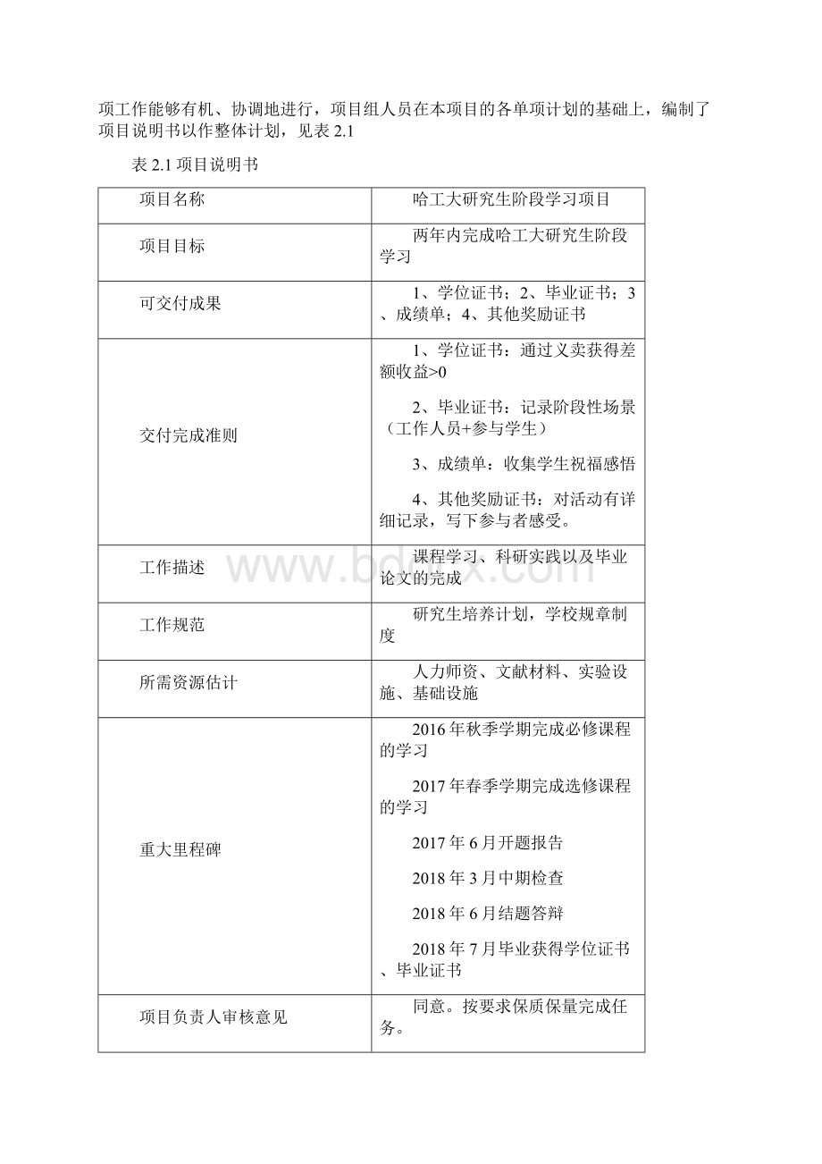 哈工大研究生学习项目管理规划Word文档格式.docx_第3页