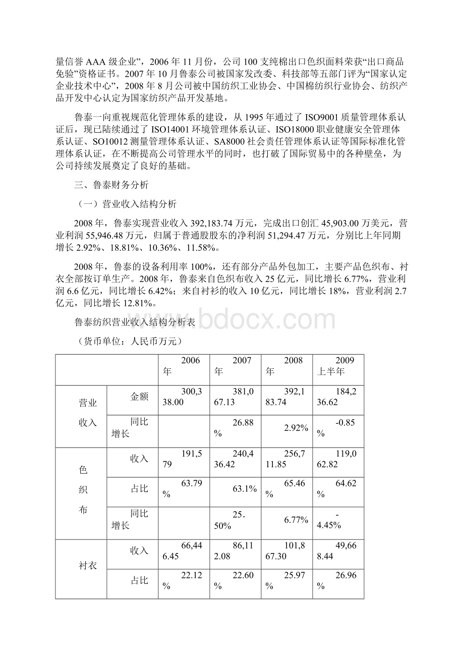 财务鲁泰财务报告分析Word下载.docx_第3页