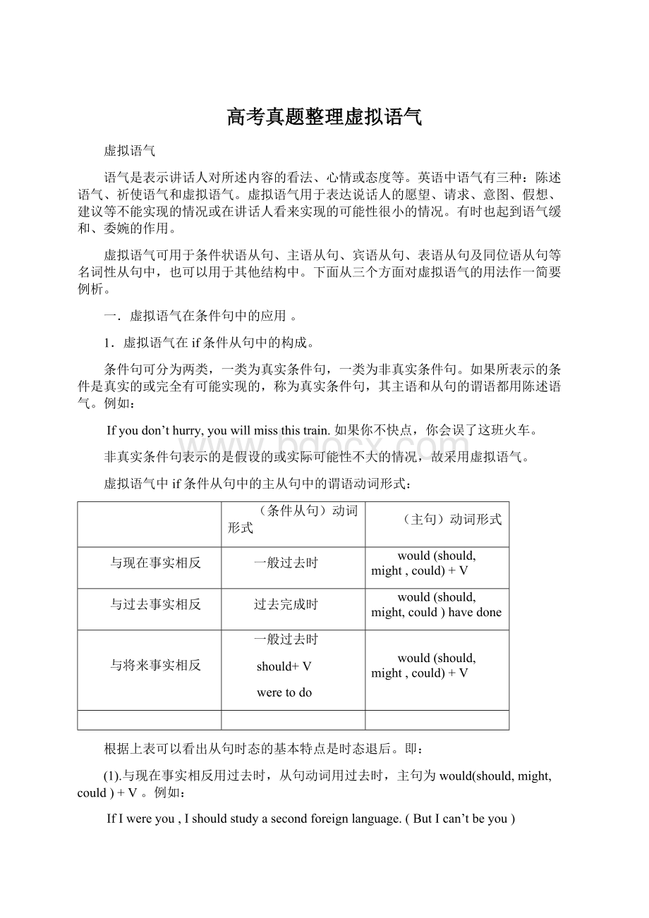 高考真题整理虚拟语气Word下载.docx