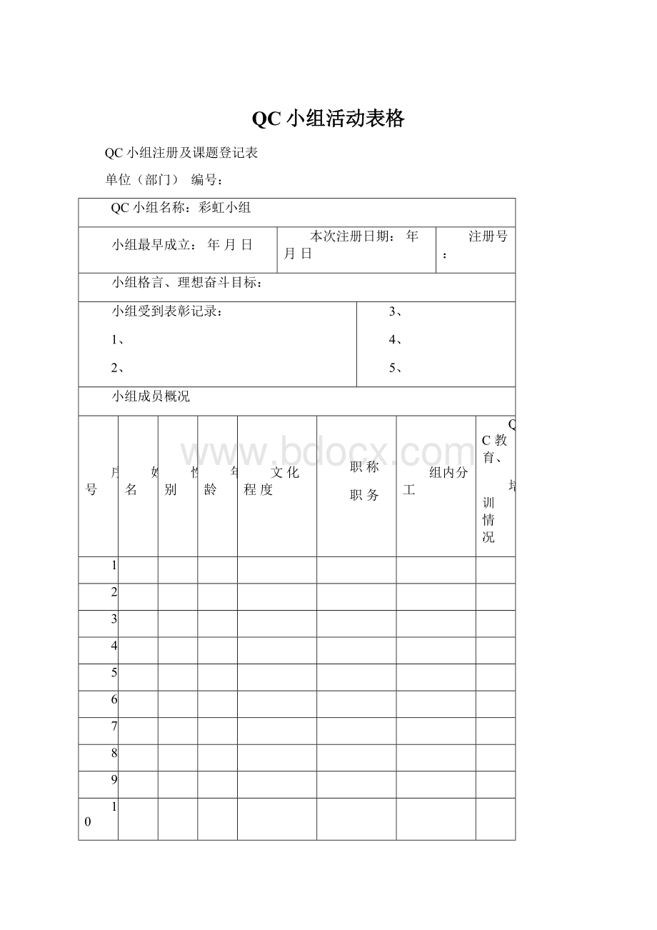 QC小组活动表格.docx_第1页