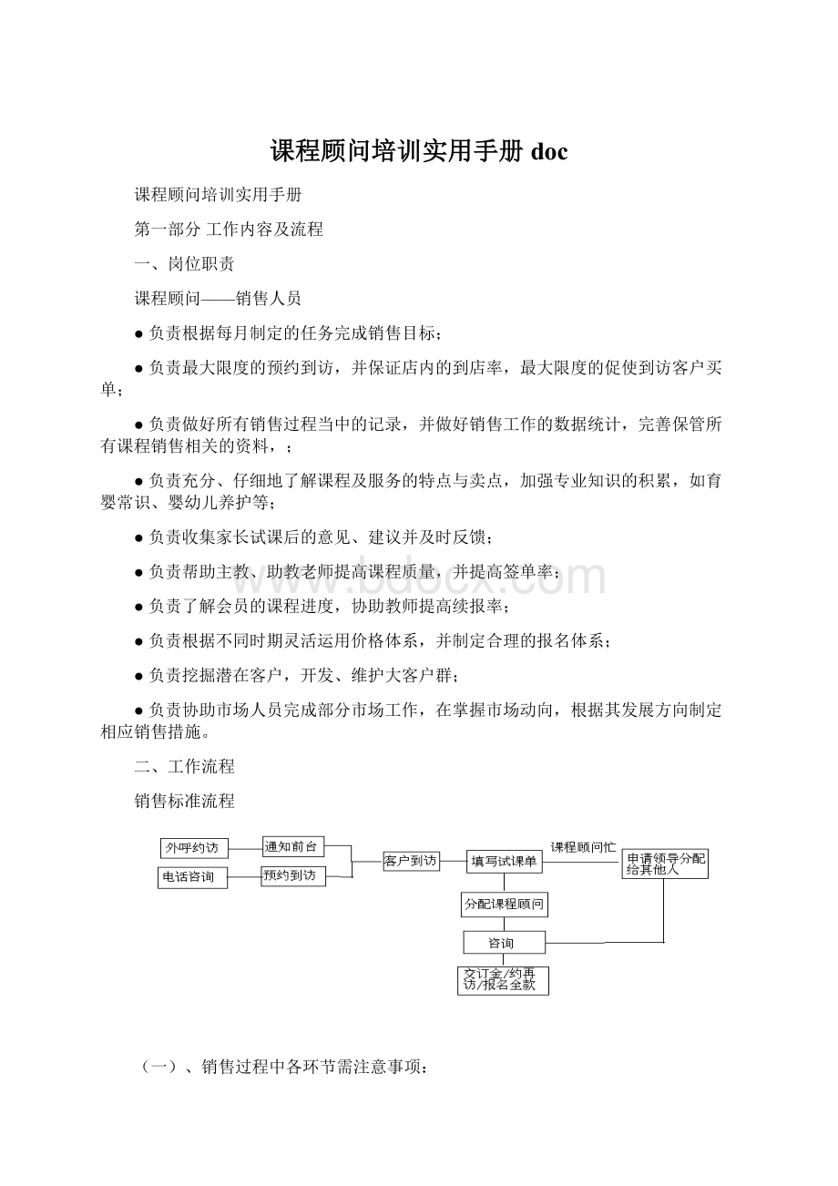 课程顾问培训实用手册docWord格式.docx