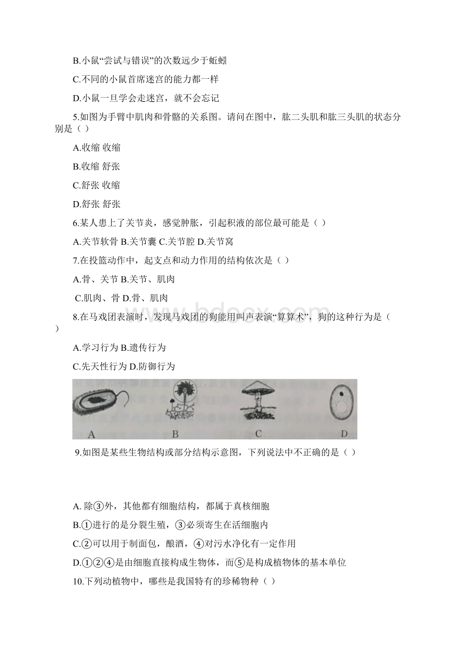 内蒙古通辽市库伦旗八年级生物上学期期末考试试题新人教版.docx_第2页