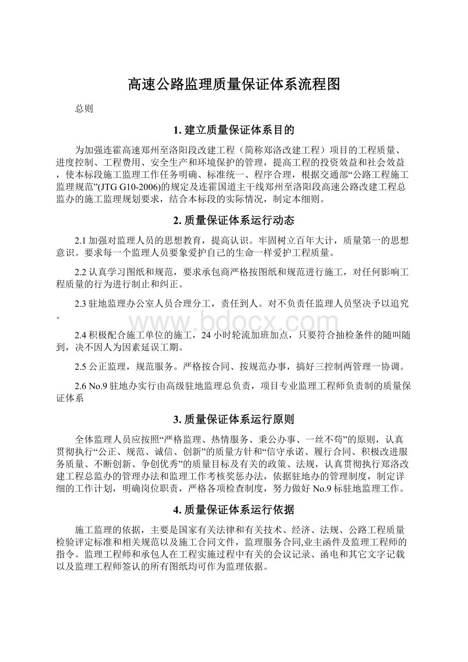 高速公路监理质量保证体系流程图.docx