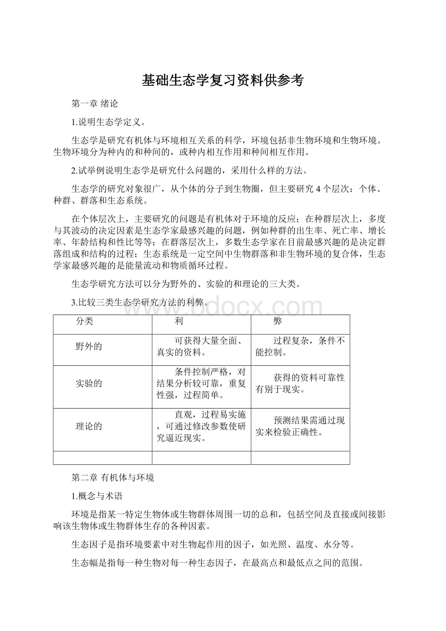 基础生态学复习资料供参考.docx