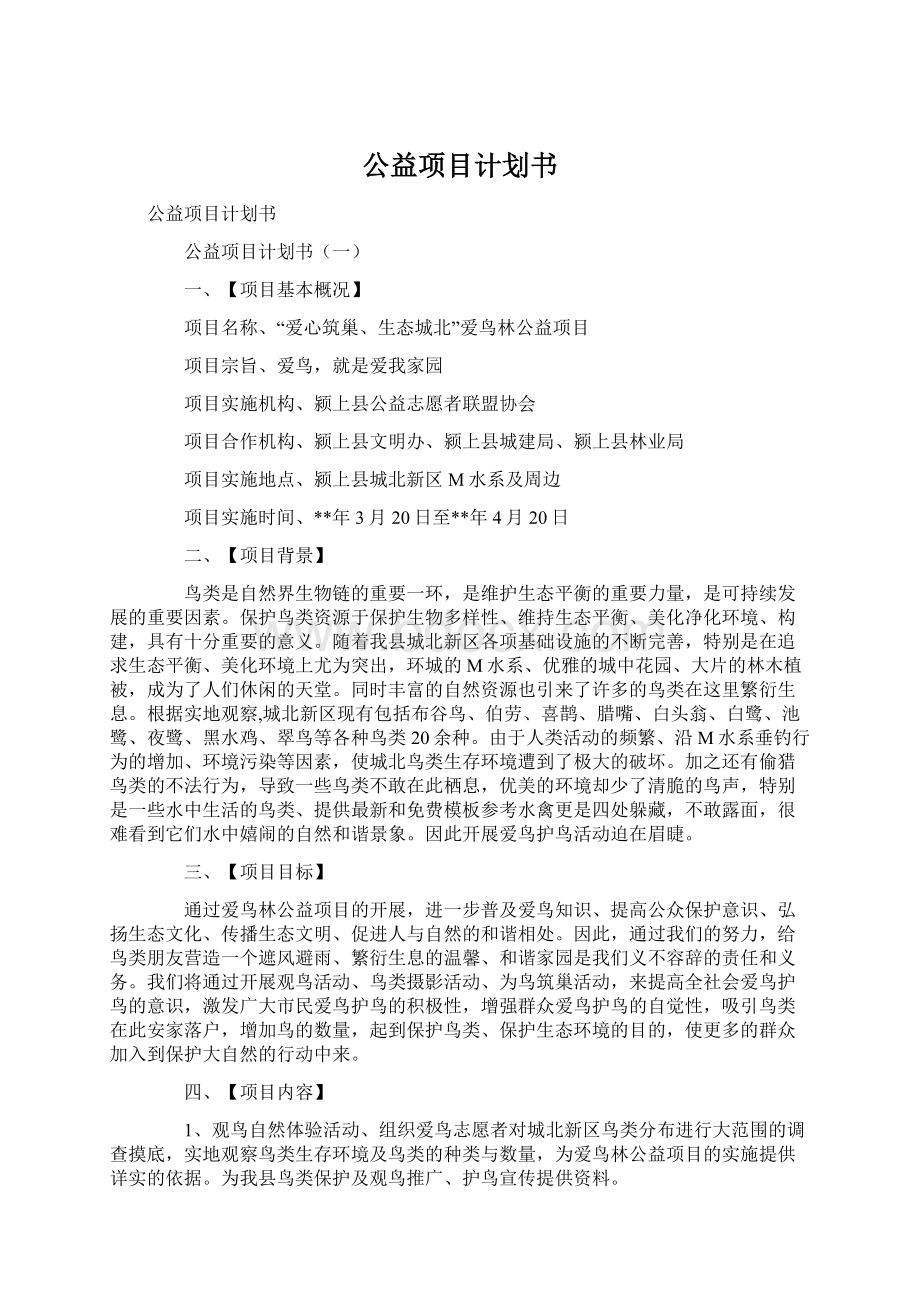 公益项目计划书Word下载.docx