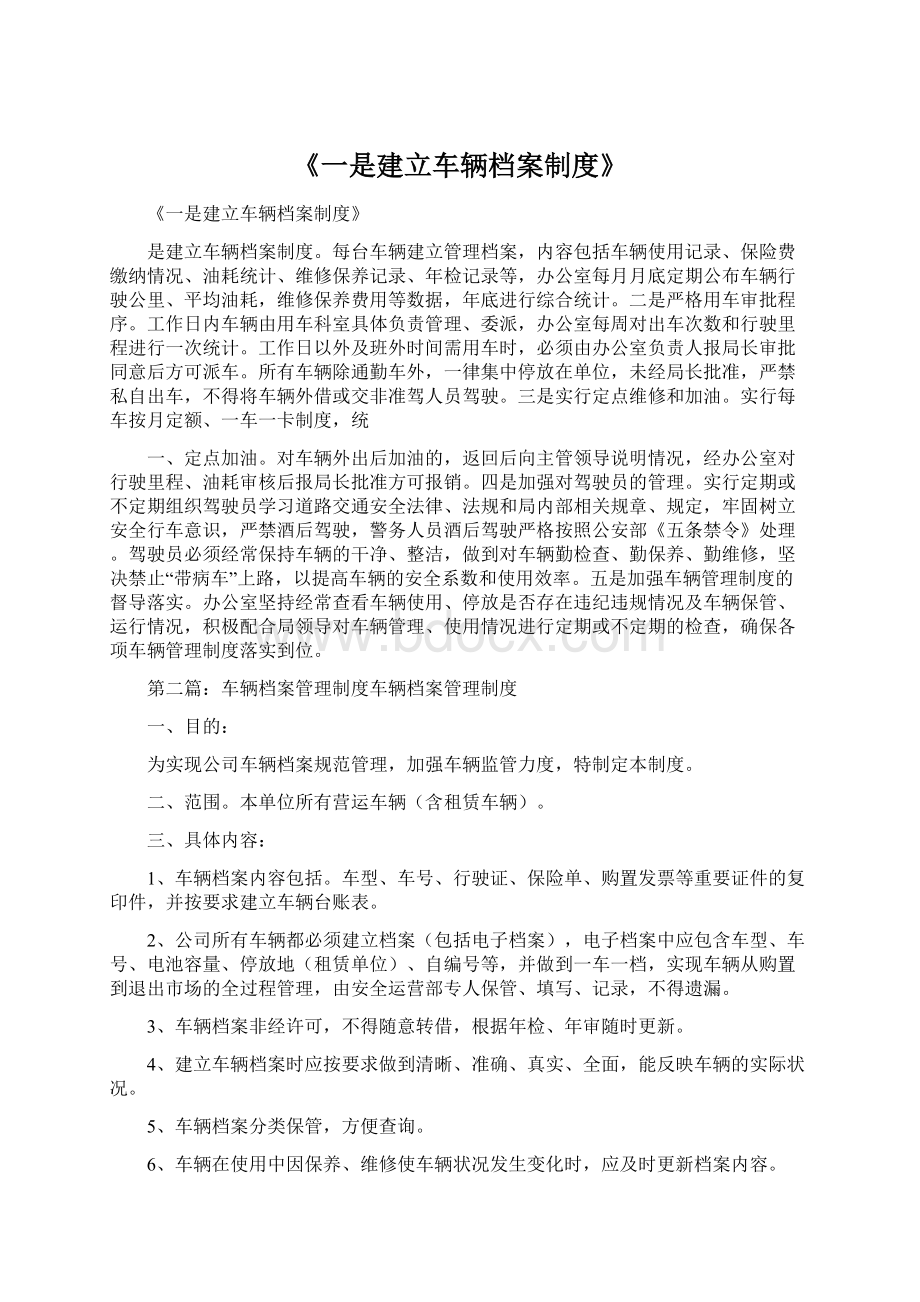 《一是建立车辆档案制度》文档格式.docx