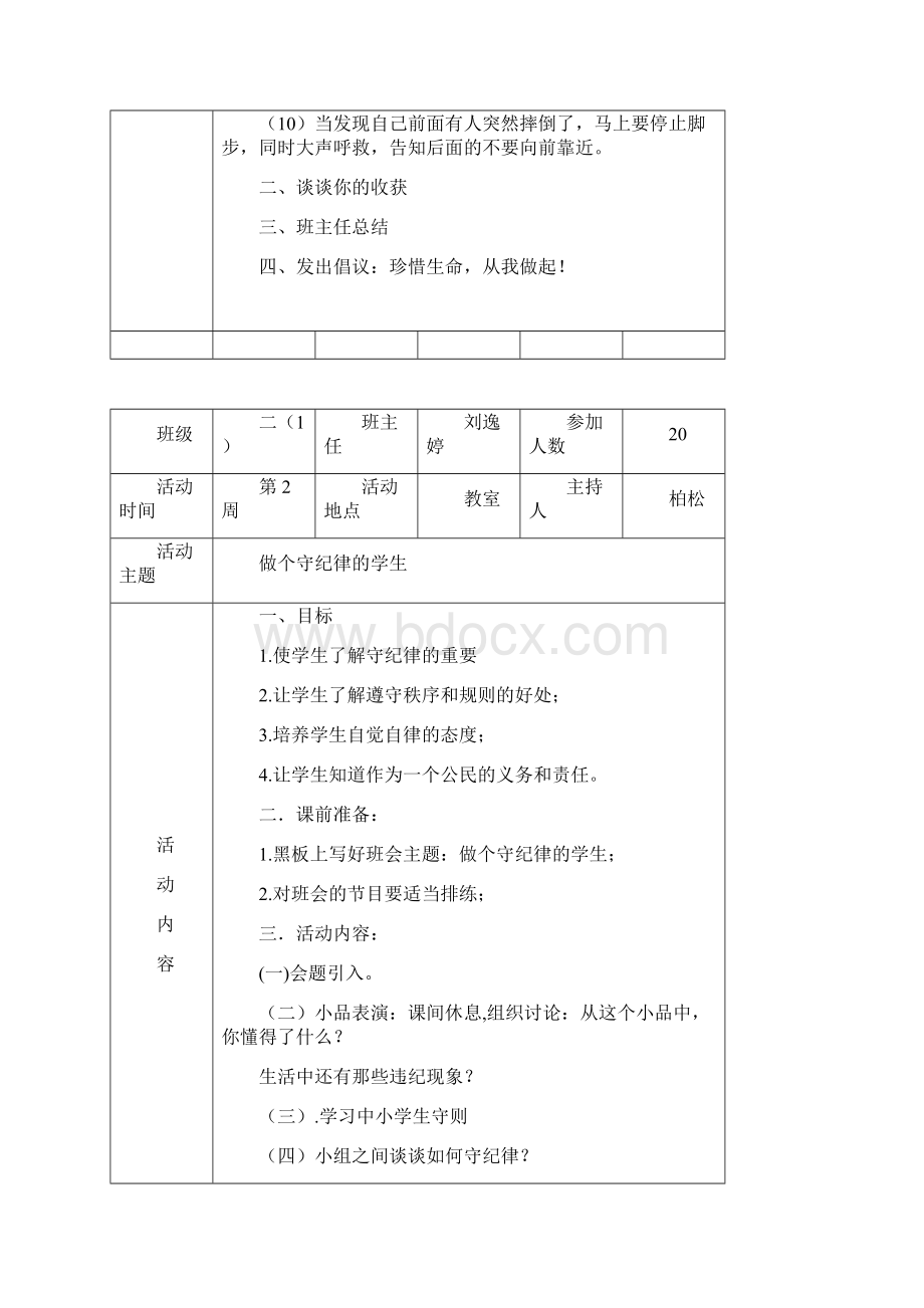 二年级秋学期班会记录.docx_第2页