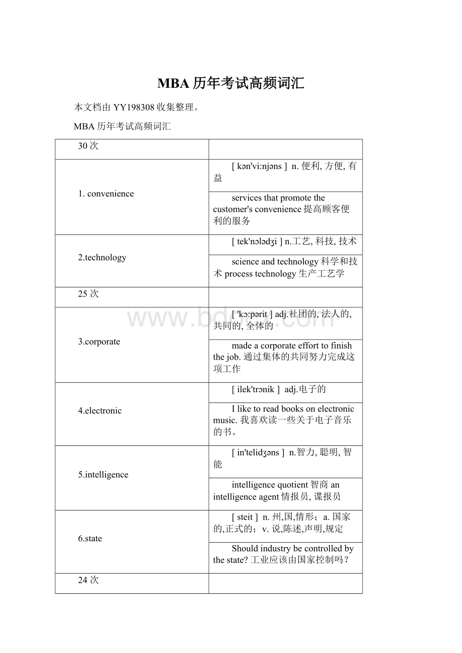 MBA历年考试高频词汇Word格式文档下载.docx_第1页