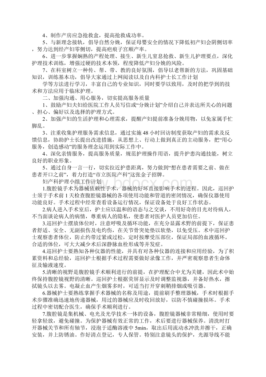 妇产科护理小组的工作计划表通用范本.docx_第2页