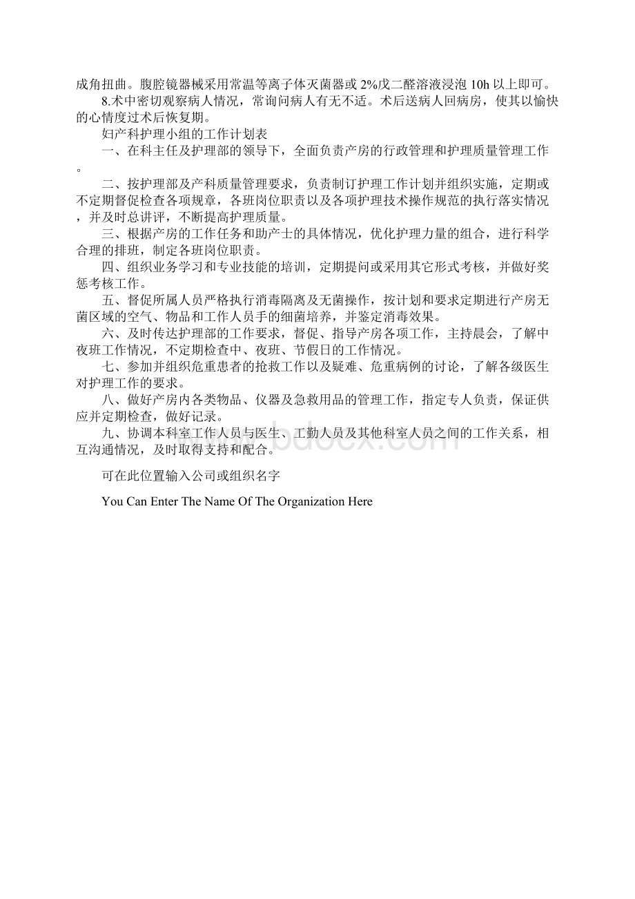 妇产科护理小组的工作计划表通用范本.docx_第3页