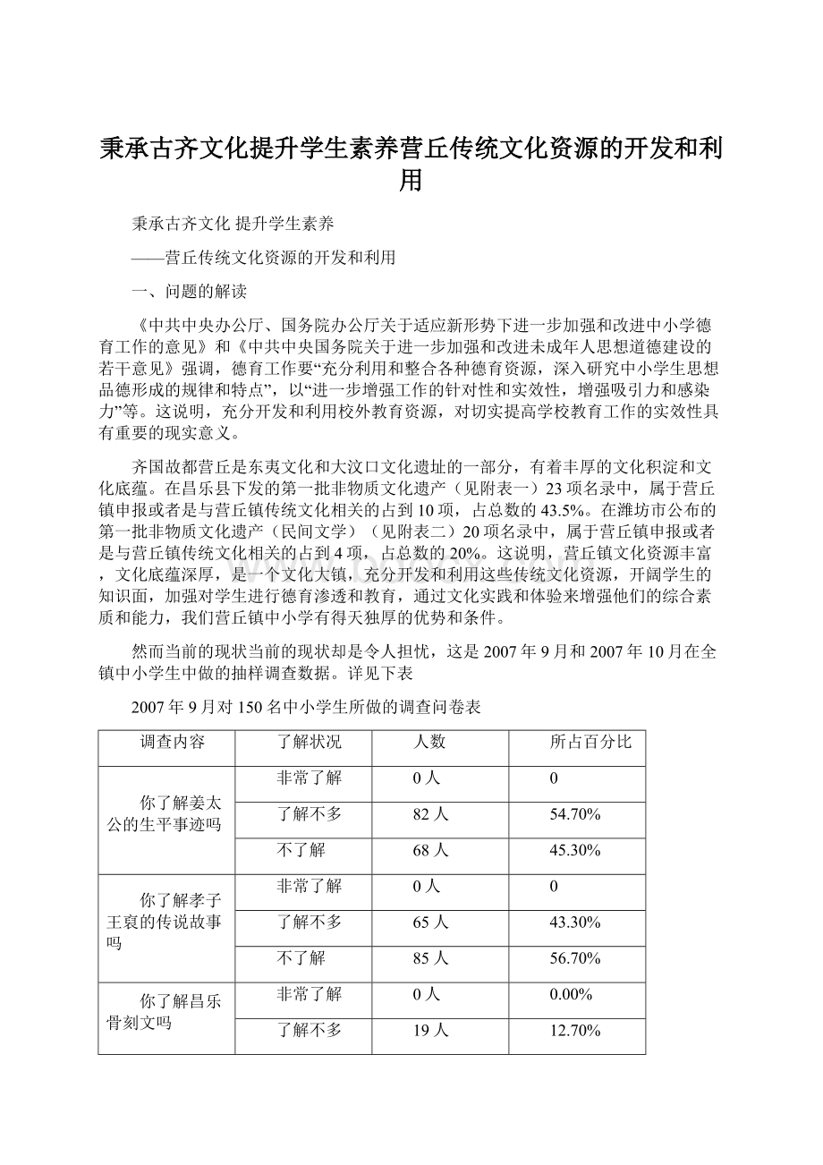 秉承古齐文化提升学生素养营丘传统文化资源的开发和利用.docx_第1页