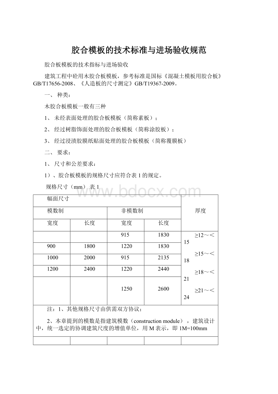 胶合模板的技术标准与进场验收规范.docx