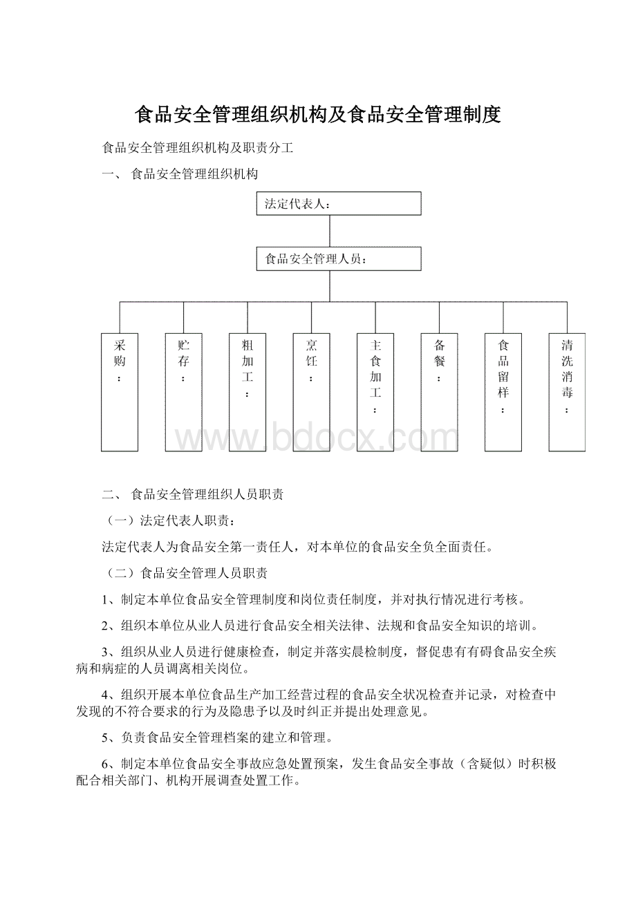 食品安全管理组织机构及食品安全管理制度Word文档格式.docx_第1页