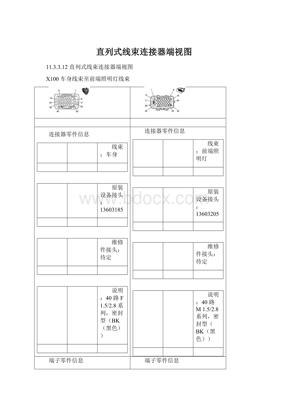 直列式线束连接器端视图Word文档格式.docx