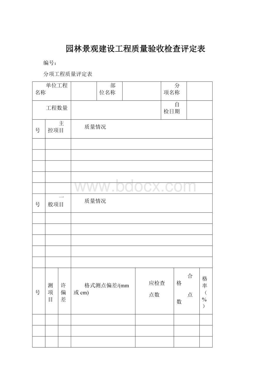 园林景观建设工程质量验收检查评定表.docx_第1页