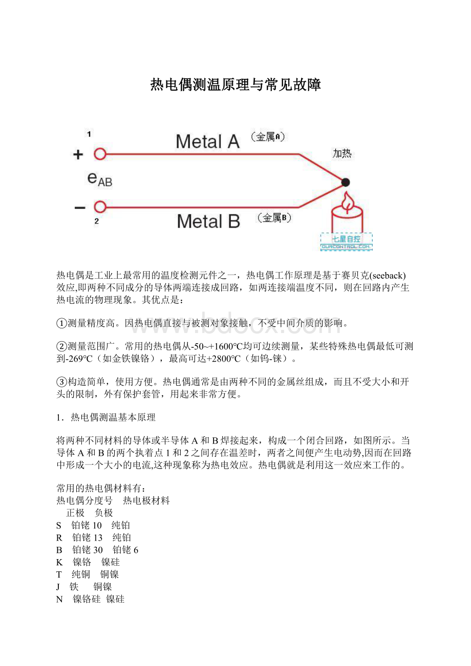 热电偶测温原理与常见故障.docx_第1页