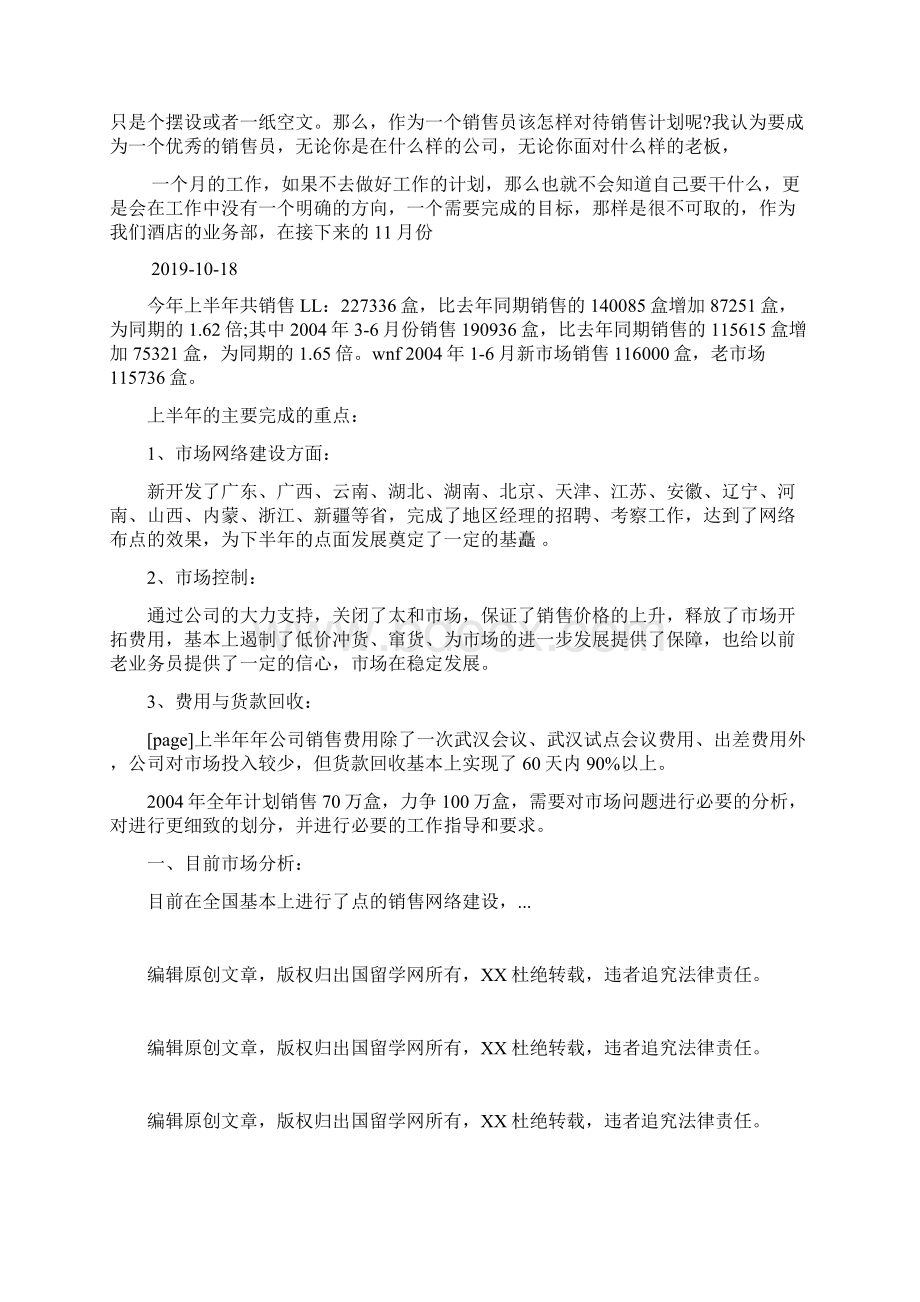 药品销售员工作计划文档格式.docx_第2页