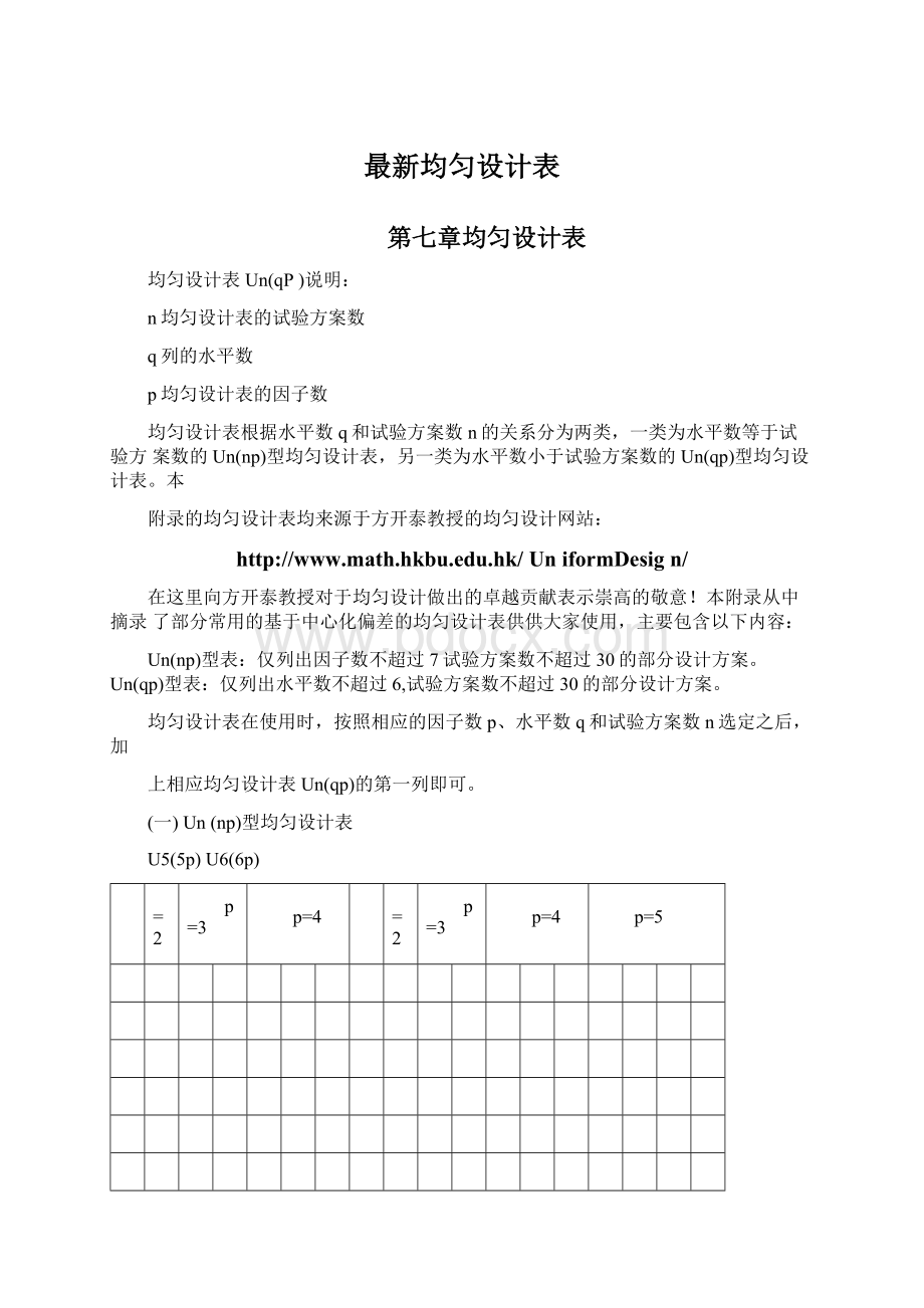 最新均匀设计表Word格式文档下载.docx_第1页