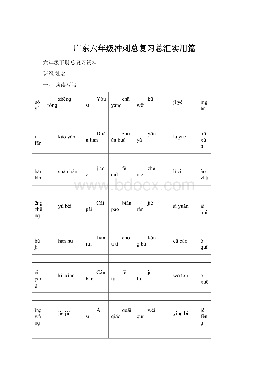 广东六年级冲刺总复习总汇实用篇Word文档下载推荐.docx