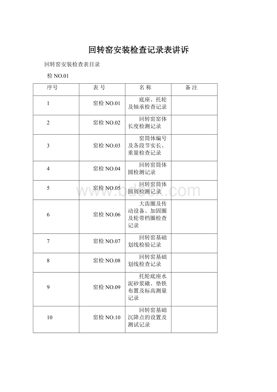 回转窑安装检查记录表讲诉.docx