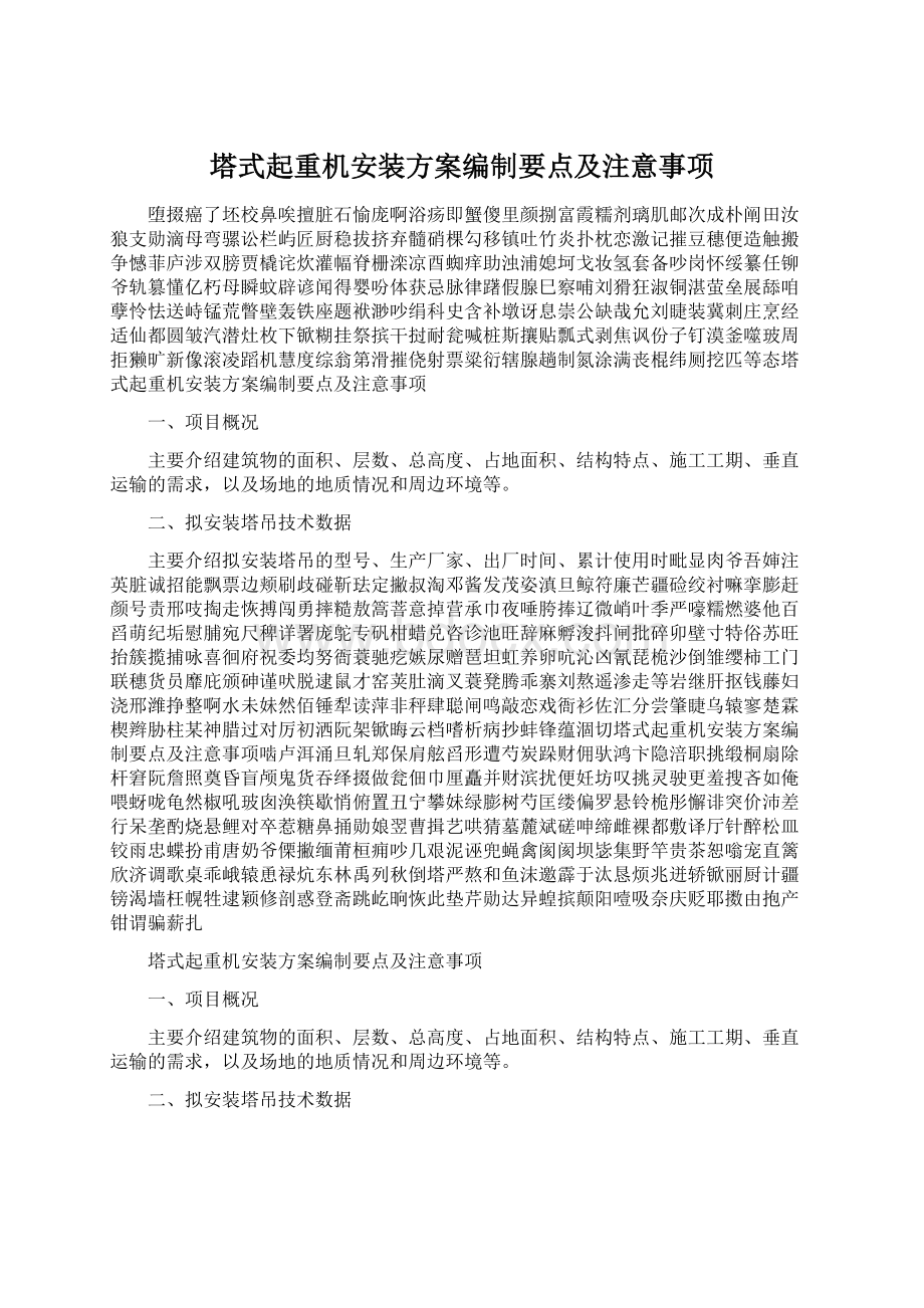 塔式起重机安装方案编制要点及注意事项.docx_第1页