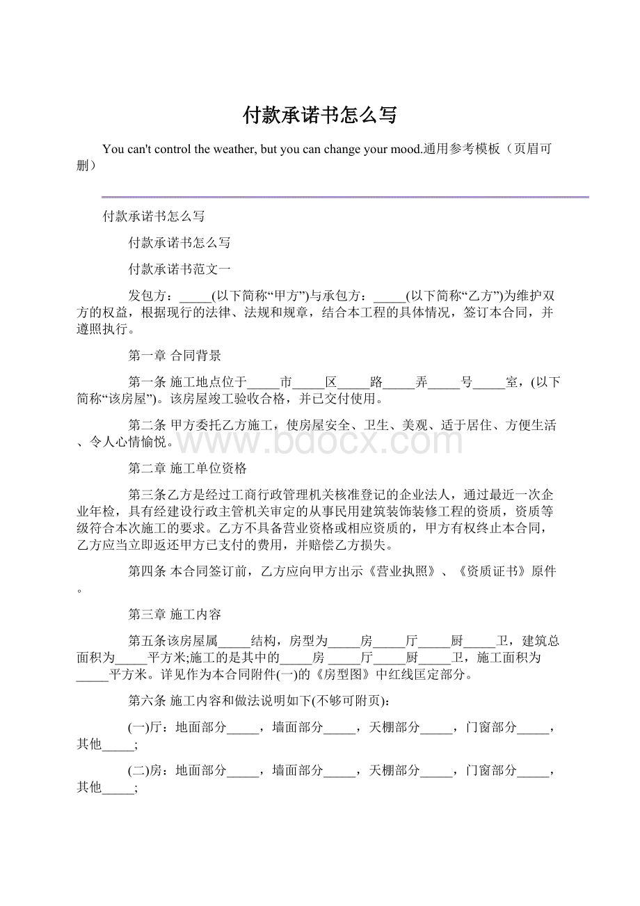 付款承诺书怎么写Word文档格式.docx