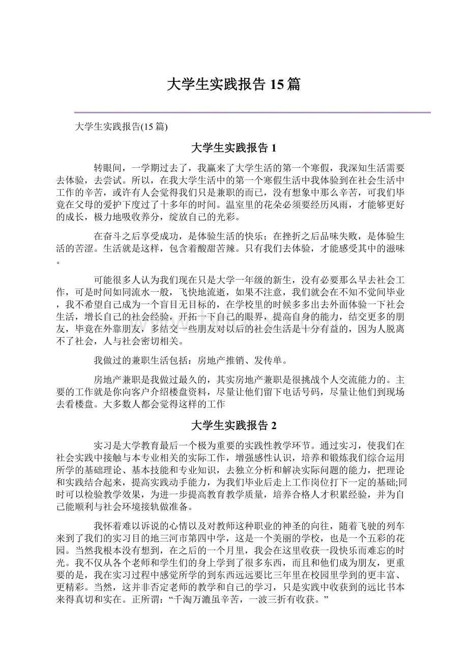 大学生实践报告15篇.docx