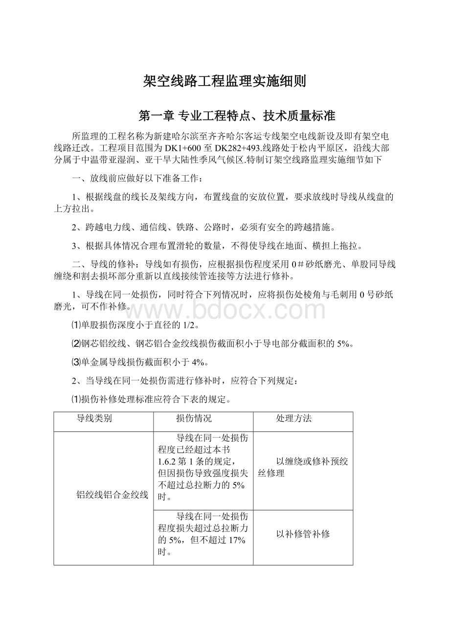 架空线路工程监理实施细则Word文件下载.docx_第1页