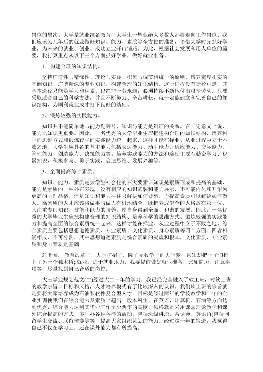 大三学业规划范文Word文档下载推荐.docx_第2页