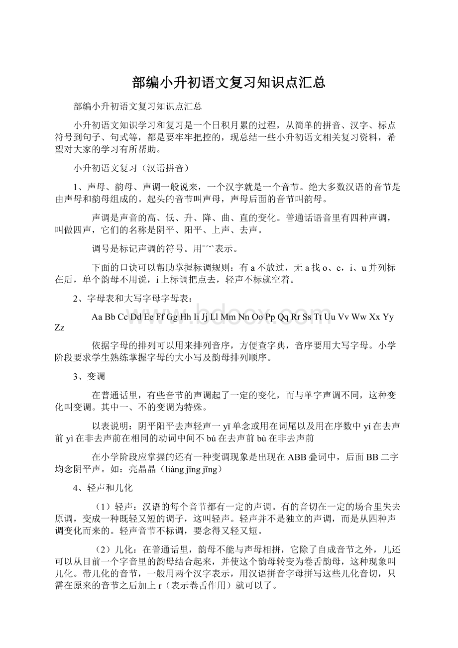 部编小升初语文复习知识点汇总.docx