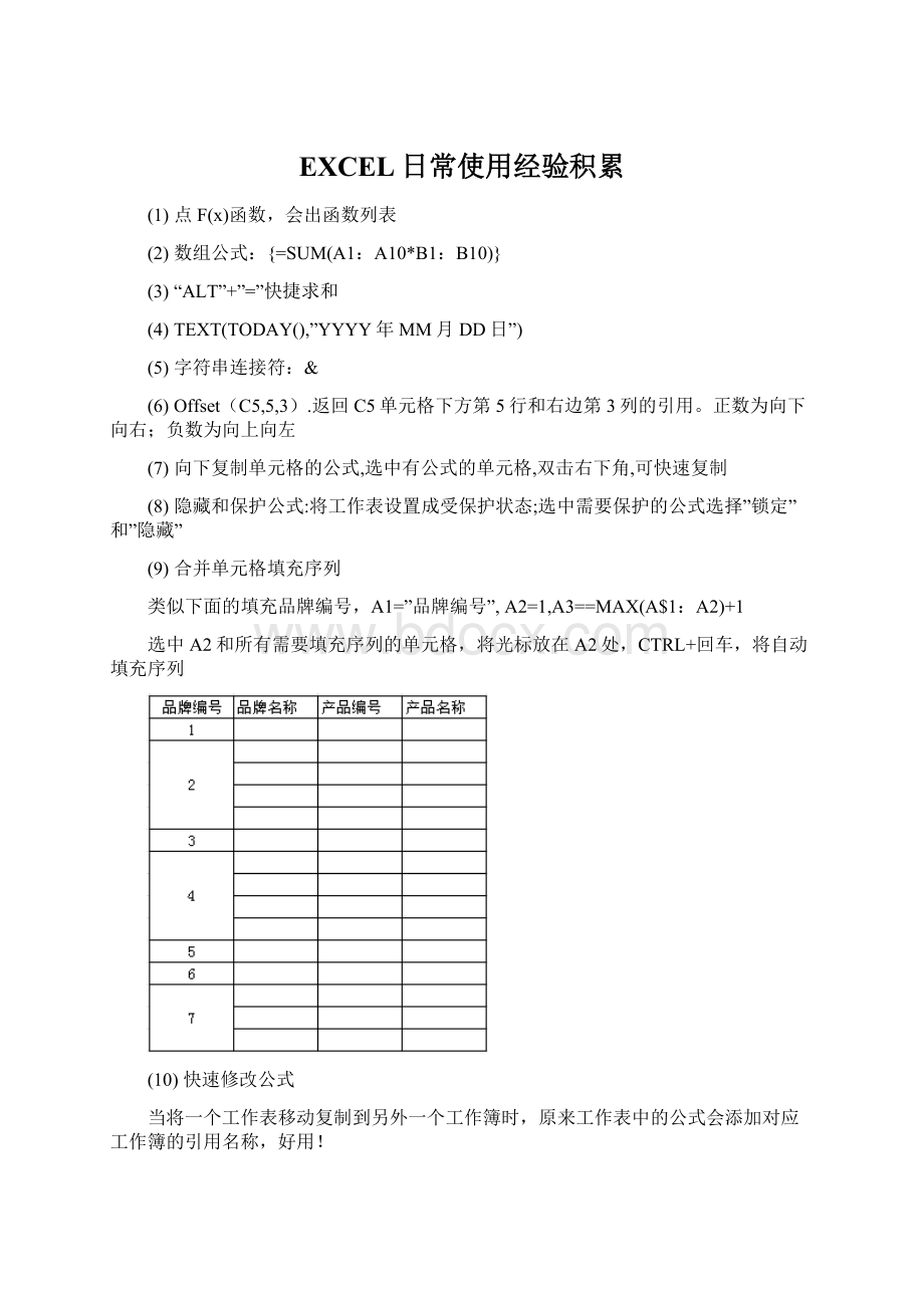 EXCEL日常使用经验积累Word文件下载.docx