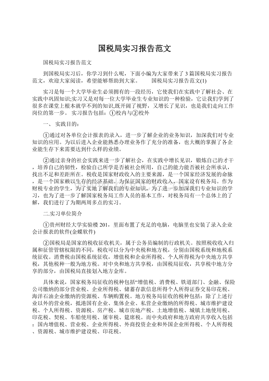 国税局实习报告范文Word格式.docx