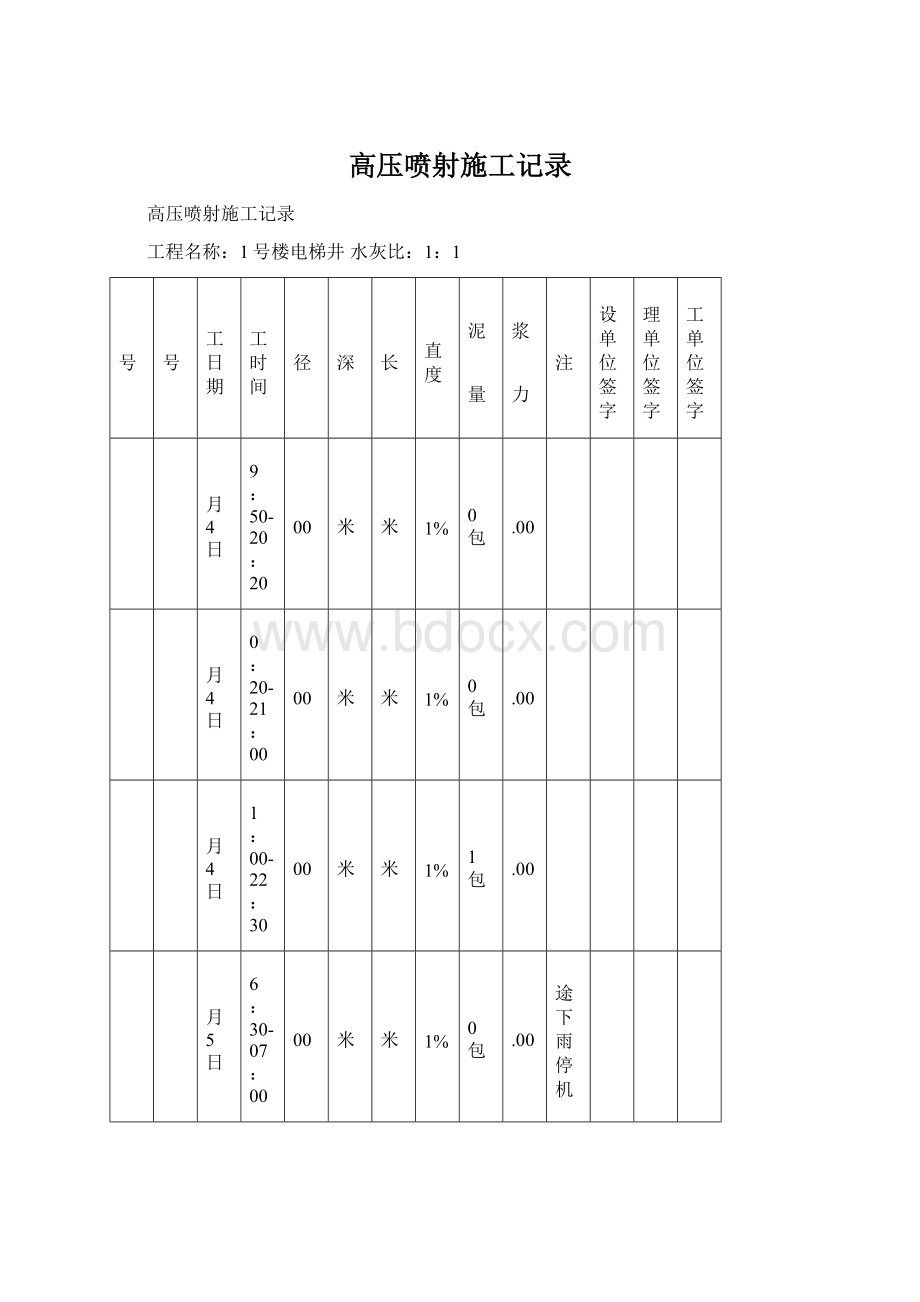 高压喷射施工记录.docx_第1页