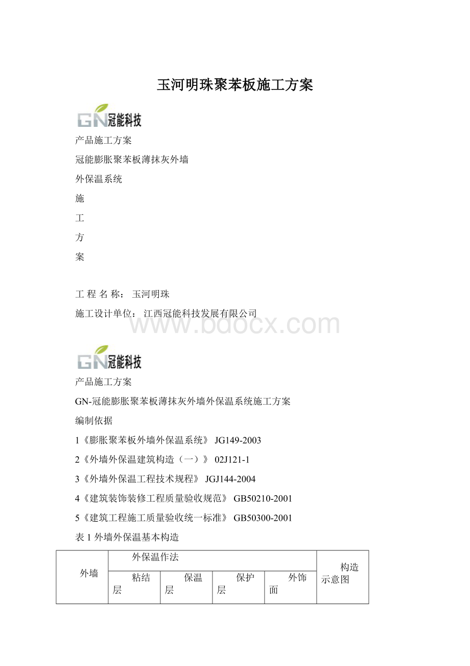 玉河明珠聚苯板施工方案Word格式.docx