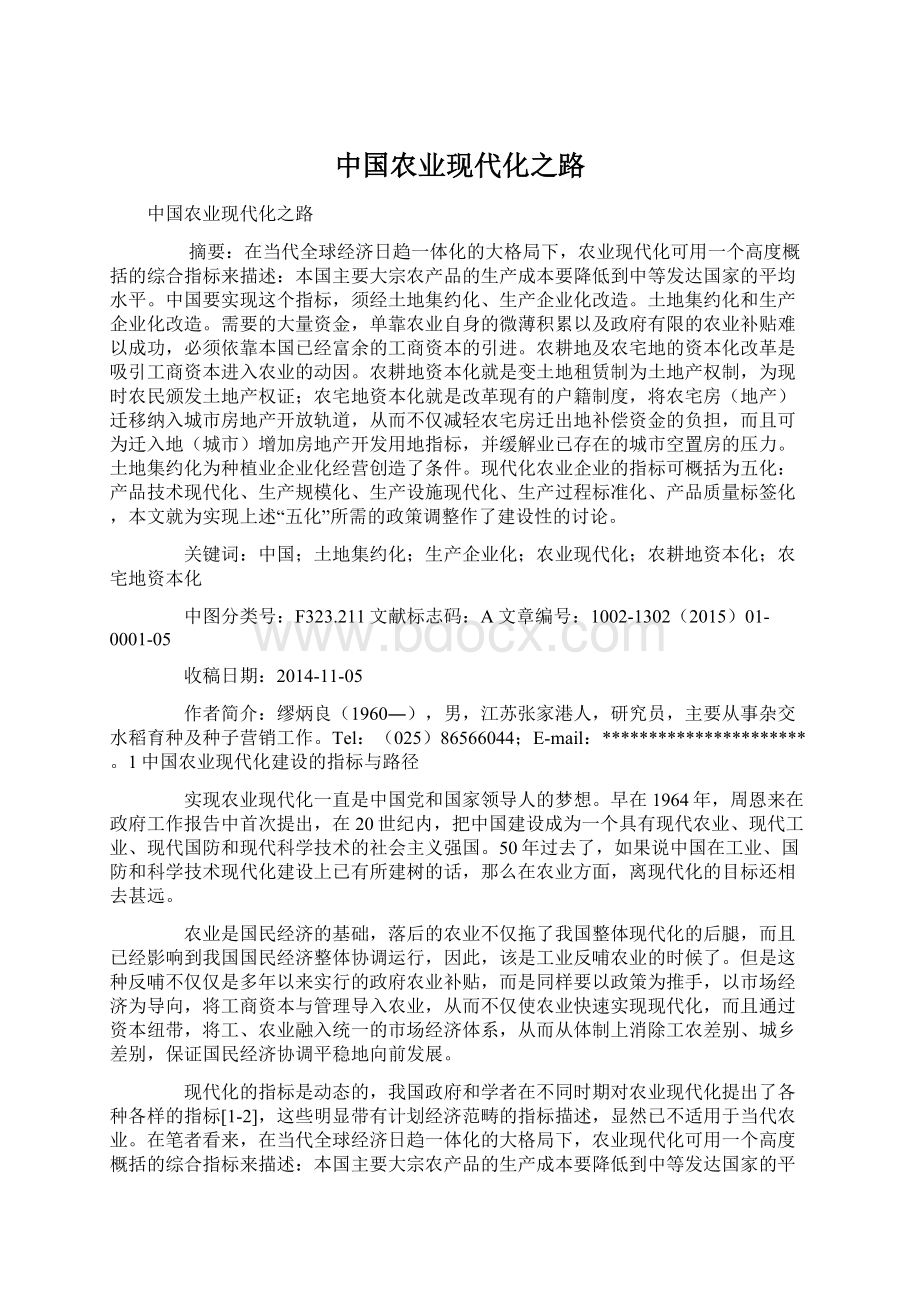 中国农业现代化之路.docx_第1页